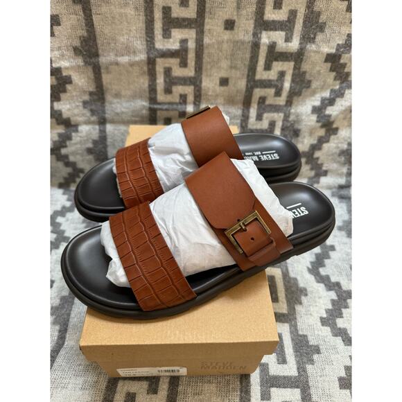 STEVE MADDEN Mens Brown Front Strap Corro Round Toe Leather Sandals Shoes 10.5 main image 7